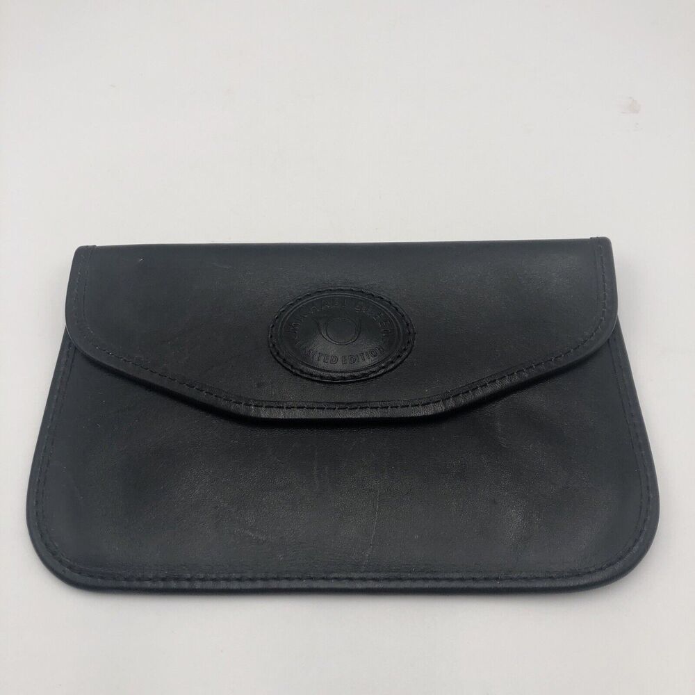 Vintage Michael Green Crossbody Black Leather Clutch Purse Handbag 8” X 5.5”